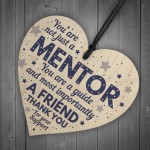 Mentor Thank You Wood Heart Plaque Gift For Teacher Coach Tutor 