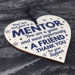 Mentor Thank You Wood Heart Plaque Gift For Teacher Coach Tutor 
