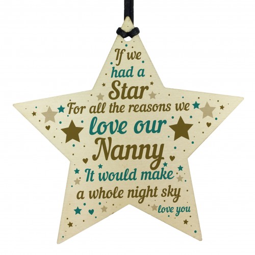 NANNY GIFTS Nanny Birthday Gift Wooden Star Plaque Mothers Day 
