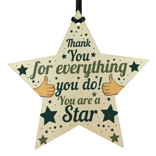 Wood Star Plaque Thank You Gift For Colleague Volunteer Teacher