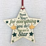 Wood Star Plaque Thank You Gift For Colleague Volunteer Teacher
