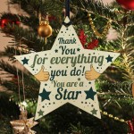 Wood Star Plaque Thank You Gift For Colleague Volunteer Teacher