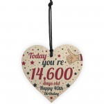 40th Birthday Card Wooden Heart 40th Birthday Gift For Women Men