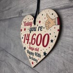 40th Birthday Card Wooden Heart 40th Birthday Gift For Women Men