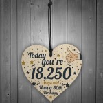 50th Birthday Present For Women Wooden Heart 50th Birthday Gift