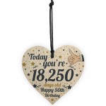 50th Birthday Present For Women Wooden Heart 50th Birthday Gift