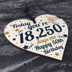 50th Birthday Present For Women Wooden Heart 50th Birthday Gift