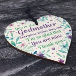 Godmother Thank You Gifts Wood Heart Christening Gift For Friend