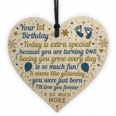 Baby's First 1st Birthday Gift For Baby Girl Boy Wooden Heart