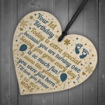 Baby's First 1st Birthday Gift For Baby Girl Boy Wooden Heart
