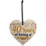 40th Birthday Gift For Friend Funny Novelty Wooden Heart Gift