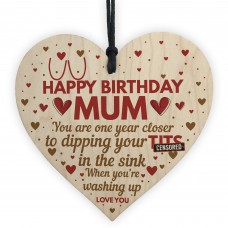 Funny Mum Birthday Gifts From Daughter Son Wooden Heart Gift
