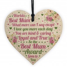 Mum Award Mothers Day Gifts Wood Heart Mum Mummy Gifts