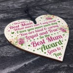 Mum Award Mothers Day Gifts Wood Heart Mum Mummy Gifts