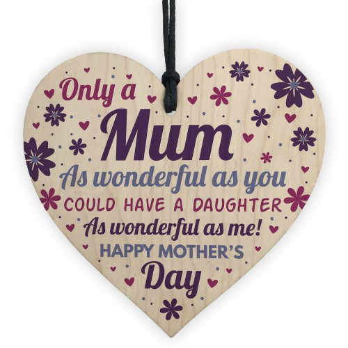 Mothers Day Gift From Daughter Wood Heart Mother Daughter
