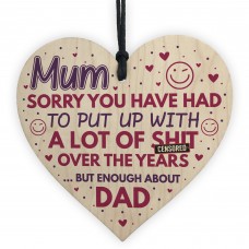 Funny Mum Mummy Gifts Wood Heart Mothers Day Birthday Gifts