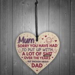 Funny Mum Mummy Gifts Wood Heart Mothers Day Birthday Gifts