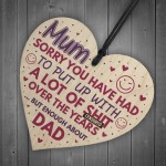 Funny Mum Mummy Gifts Wood Heart Mothers Day Birthday Gifts