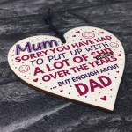 Funny Mum Mummy Gifts Wood Heart Mothers Day Birthday Gifts