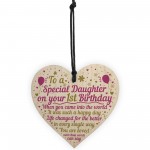 1st First Birthday Baby Girl Wood Heart Plaque Gift For Daughter