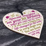 1st First Birthday Baby Girl Wood Heart Plaque Gift For Daughter
