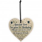 1st Birthday Baby Boy Wooden Heart Plaque Gift For Son