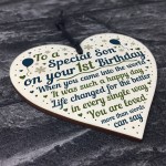 1st Birthday Baby Boy Wooden Heart Plaque Gift For Son