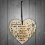 Teacher Teaching Assistant Gifts Wood Heart Nursery Pre School