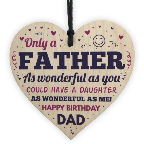 Dad Birthday Gifts From Daughter Wooden Heart Funny Gift
