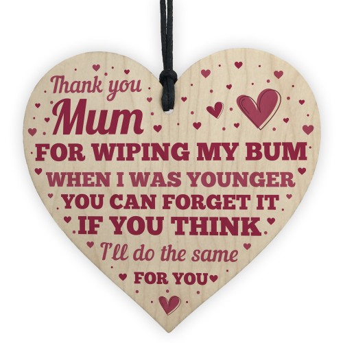 Funny Mum Mothers Day Birthday Gifts Wooden Heart Sign Gift