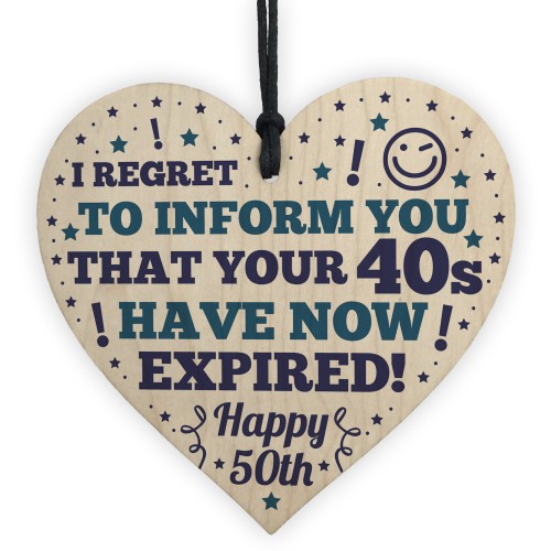 Novelty 50th Birthday Gifts For Mum Dad Brother Wood Heart