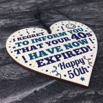 Novelty 50th Birthday Gifts For Mum Dad Brother Wood Heart
