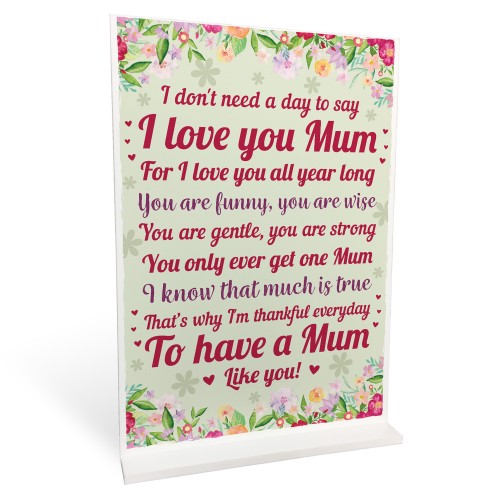 MOTHERS DAY GIFT Standing Plaque Birthday Gift For Mum Mummy