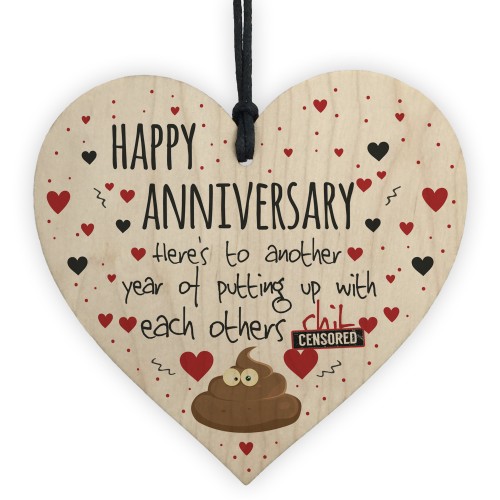 Funny Anniversary Card Funny Anniversary Gift Wooden Heart 