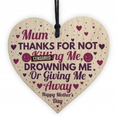 Funny Gift For Mum Mothers Day Gift Wood Heart Funny Mum Card