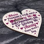 Funny Gift For Mum Mothers Day Gift Wood Heart Funny Mum Card