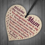 Mum Gifts Wood Heart Mother's Day Gift Reasons Why I Love You