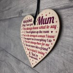 Mum Gifts Wood Heart Mother's Day Gift Reasons Why I Love You