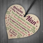 Why I Love You Nan Gifts Wooden Heart Nan Cards From Grandson