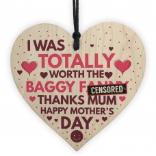 Funny Mothers Day Rude Gift For Mum Wooden Heart Gifts