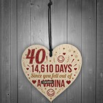 Funny 40th Birthday Gift Wooden Heart 40th Birthday Cards Joke 