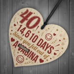 Funny 40th Birthday Gift Wooden Heart 40th Birthday Cards Joke 