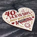 Funny 40th Birthday Gift Wooden Heart 40th Birthday Cards Joke 