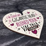 Funny Rude Birthday Mothers Day Gift For Mum Wood Heart Gift