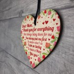 Mum Gift Mother's Day Gift Mother's Day Card Wooden Heart Sign