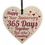 1st Anniversary Gift First Anniversary Wood Heart Husband Wife