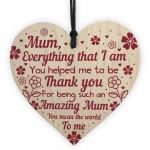 Thank You Mum Gift Mothers Day Gift Wooden Heart Mum Birthday