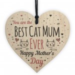 Funny Mothers Day Gift Cards Wooden Heart Best Cat Mum Gifts 