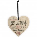 Funny Mothers Day Gift Cards Wooden Heart Best Cat Mum Gifts 