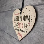 Funny Mothers Day Gift Cards Wooden Heart Best Cat Mum Gifts 